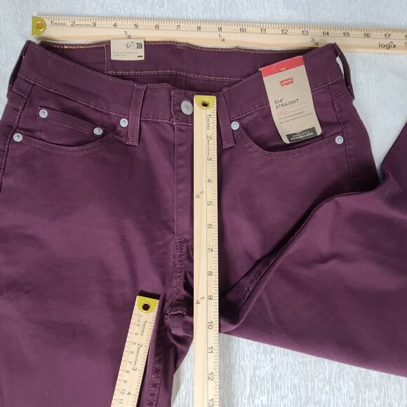 Levi's 514 straight stretch jeans deep burgundy mens Size 30x30 casual normcore - Picture 5 of 11